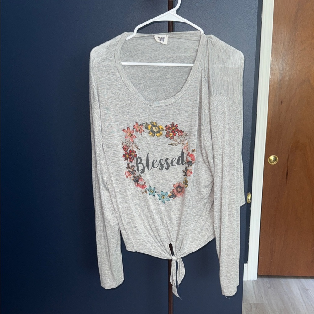 PINK Victoria's Secret Gray Floral Blouse